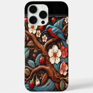 Coques iPhone 16 Pro Max Fleurs de cerisier vibrantes et scène de merlebleu