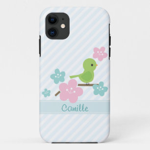 Case-Mate iPhone Case Fleurs de cerisiers et d'oiseaux verts