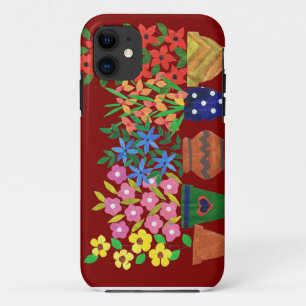Case-Mate iPhone Case Fleurs de collage brillantes chic sur Maroon