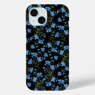 Coque Pour iPhone 15 Fleurs de Cosmos Bleu