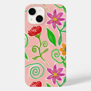 Coque Pour iPhone 14 fleurs de couleur mignonne
