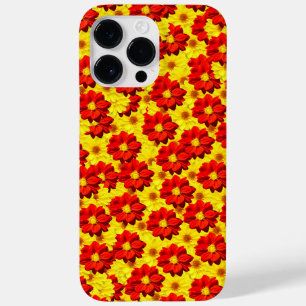 Coque Pour Pour iPhone 14 Pro Max Fleurs de dahlia rouges et jaunes
