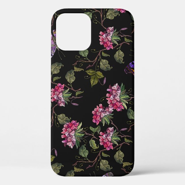 Coques Case-Mate iPhone Fleurs de datura brodées : Art Botanique (Verso)