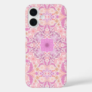 Coques iPhone 16 Fleurs de jardin rétro en rose