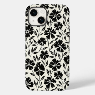 Coque Pour iPhone 14 Fleurs de la main noire et blanche