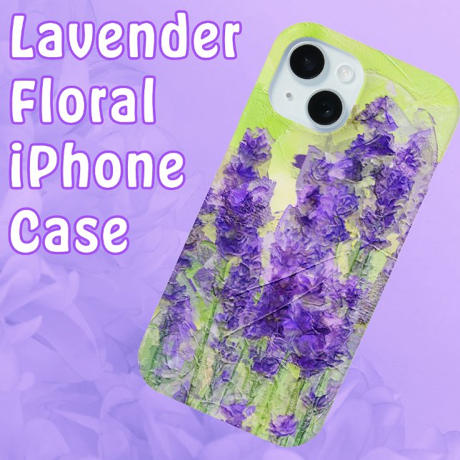 Coques Case-Mate iPhone Fleurs de lavande Aquarelle violette Florale (Lavender Flower Impressionist Style Painting iPhone Case)