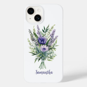 Coque Pour iPhone 14 Fleurs de lavande violettes personnalisées Eucalyp