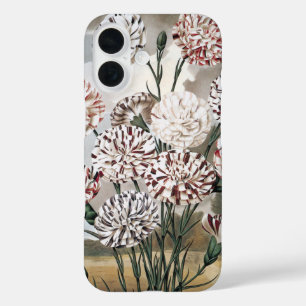 Coques iPhone 16 Fleurs de Œillet Panaché Vintage avec Ciel Gris