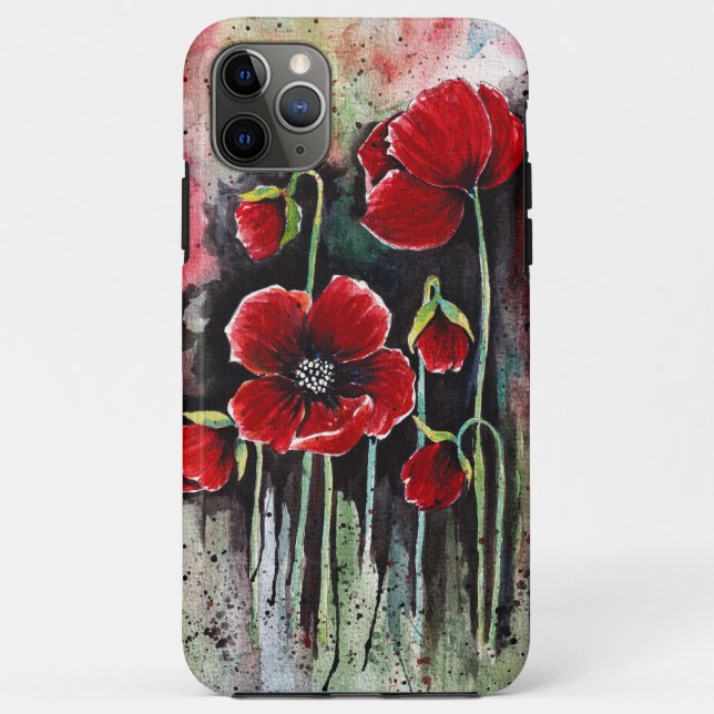 Coques Case-Mate iPhone Fleurs De Pavot En Aquarelle (Dos)