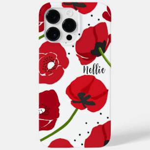 Coque Pour Pour iPhone 14 Pro Max Fleurs de pavot rouge modernes