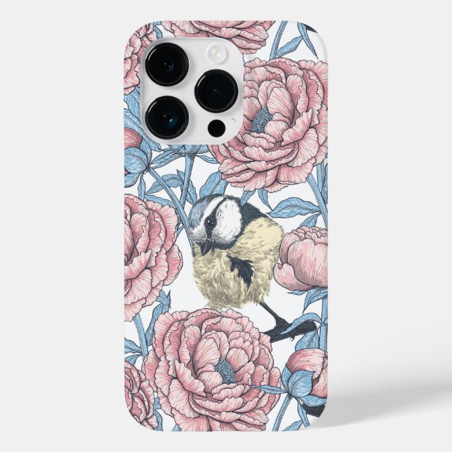 Coques Case-Mate iPhone Fleurs de pivoines et oiseaux (Verso)