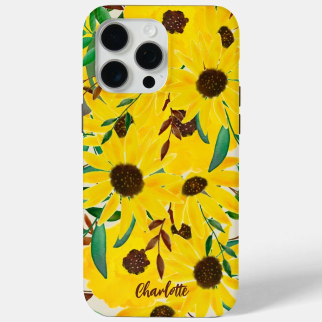 Coques Case-Mate iPhone Fleurs de soleil Aquarelle Florales jaunes Personn (Verso)