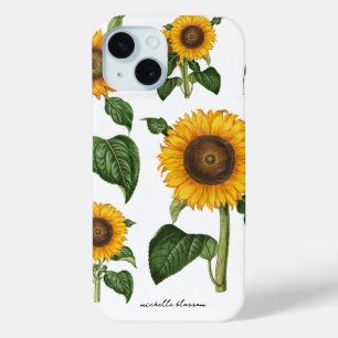 Coque Pour iPhone 15 Fleurs de soleil Botanique Foliage Vert