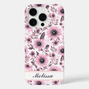 Coques iPhone 16 Pro Fleurs de soleil rose