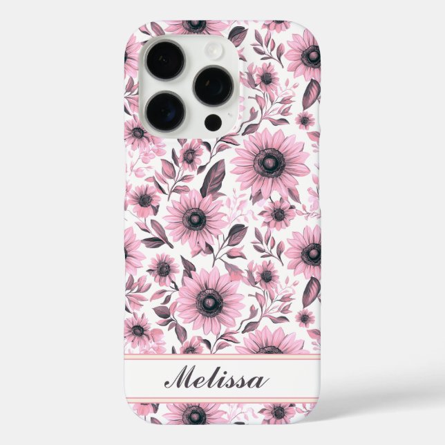 Coques Case-Mate iPhone Fleurs de soleil rose (Verso)