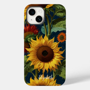 Coque Pour iPhone 14 Fleurs de soleil Rouge orange jaune Van Gogh
