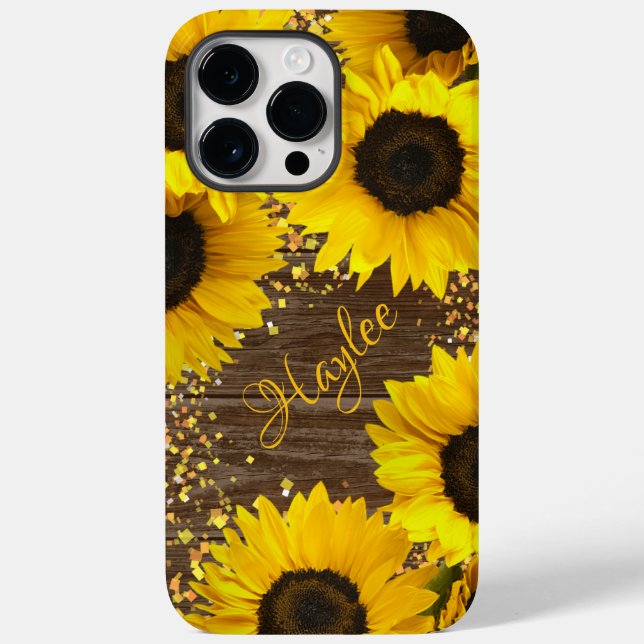 Coques Case-Mate iPhone Fleurs de soleil rustiques et nom (Verso)