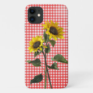 Case-Mate iPhone Case Fleurs de soleil sur en vichy rouge