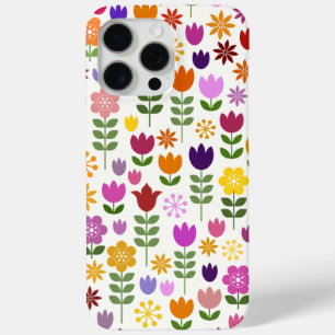 Coque iPhone 15 Pro Max Fleurs de style scandinave Grand Motif