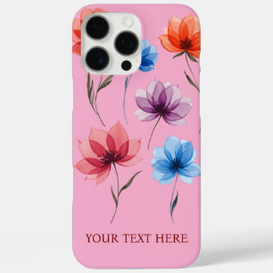 Coques iPhone 16 Pro Max Fleurs de texte personnalisées 