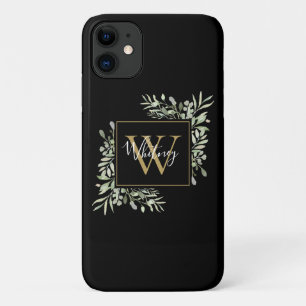Case-Mate iPhone Case Fleurs de verdure personnalisées en or noir avec m