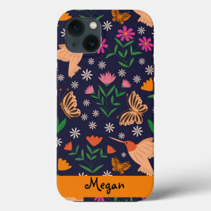Case-Mate iPhone Case Fleurs de Whimsical avec Colibris Nom personnalisé