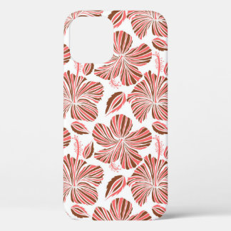 Case-Mate iPhone Case Fleurs d'hibiscus hawaïens : style tropical brun.
