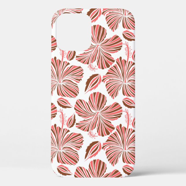 Coques Case-Mate iPhone Fleurs d'hibiscus hawaïens : style tropical brun. (Verso)