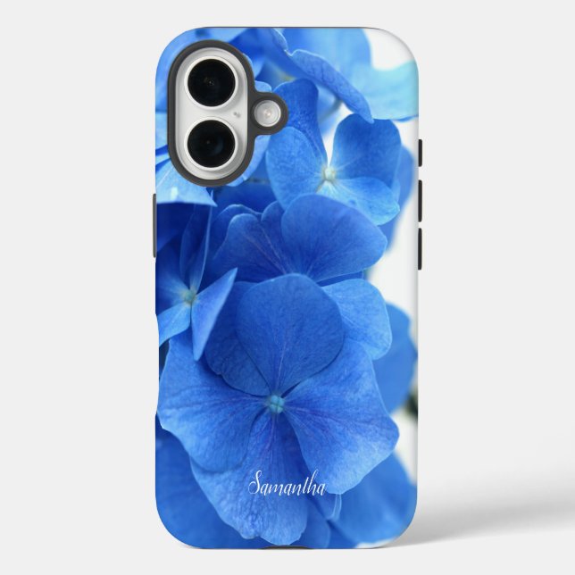 Coques Case-Mate iPhone Fleurs d'Hydrangée Bleue Personnalisées (Verso)