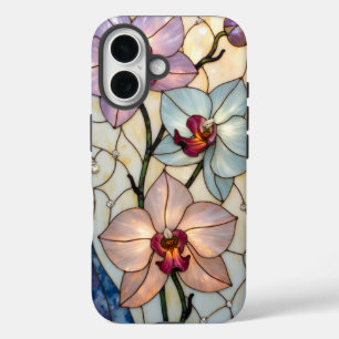 Coques iPhone 16 Fleurs d'Orchidée en Verre Coloré