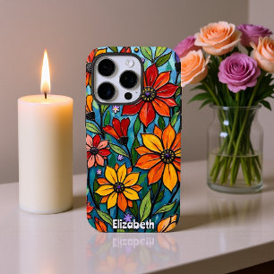 Coques iPhone 16 Pro Fleurs en verre à palette gaies