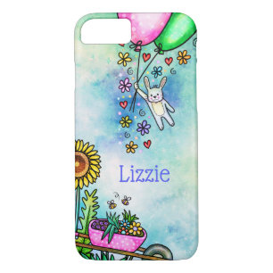 Case-Mate iPhone Case Fleurs estivales et lapin géant avec ballons
