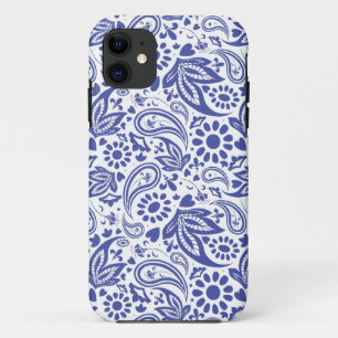 Case-Mate iPhone Case Fleurs et Coeurs bleus Motif sur Blanc