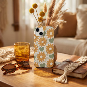 Coque Pour iPhone 14 Fleurs et cœurs rétro groovy hippie mère personnal