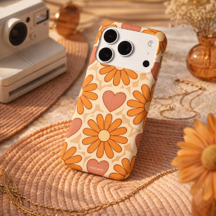 Coque Pour iPhone 14 Fleurs et cœurs rétro groovy hippie Mère personnal
