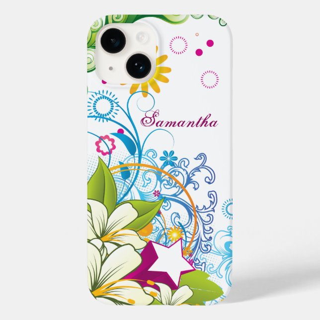 Coques Case-Mate iPhone Fleurs et étoiles rétro mignonnes, Girlie Grunge (Verso)