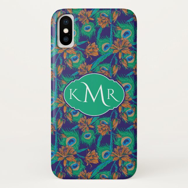 Coques Case-Mate iPhone Fleurs et monogramme des plumes | (Dos)
