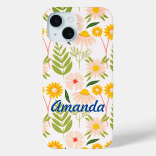 Coque Pour iPhone 15 Fleurs et Motif de jardin Feuille