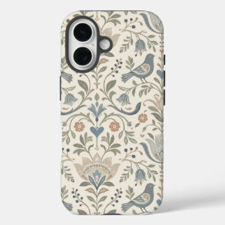 Coques iPhone 16 Fleurs et oiseaux nordiques Fleurs scandinaves