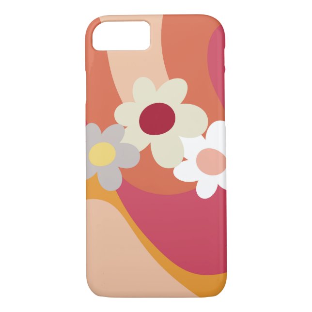 Coques Case-Mate iPhone Fleurs et vagues de style rétro (Dos)
