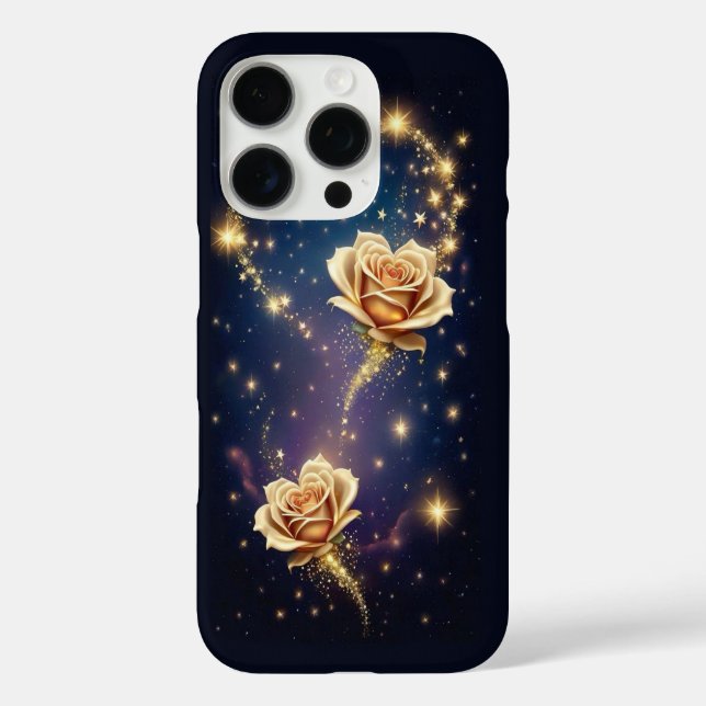 Coques Case-Mate iPhone Fleurs étincelantes d'or (Verso)