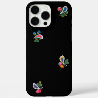 Coques iPhone 16 Pro Max Fleurs, feuilles et paisleys noirs fabuleux brilla