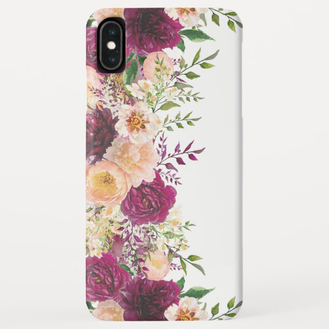 Coques Case-Mate iPhone Fleurs florales rouges de Pêche de Bourgogne rose (Dos)