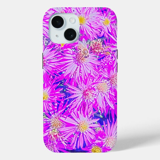 Coques Case-Mate iPhone Fleurs Fuchsia Sur Fond Bleu (Verso)