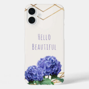 Coques iPhone 16 Plus Fleurs Hydrangea & Glam Or Élégant Personnalisé