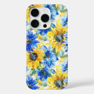 Coques iPhone 16 Pro Fleurs Jaunes Bleues Anniversaire