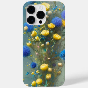 COQUE POUR POUR iPhone 14 PRO MAX FLEURS JAUNES ET BLEUES EN COULEUR D'EAU