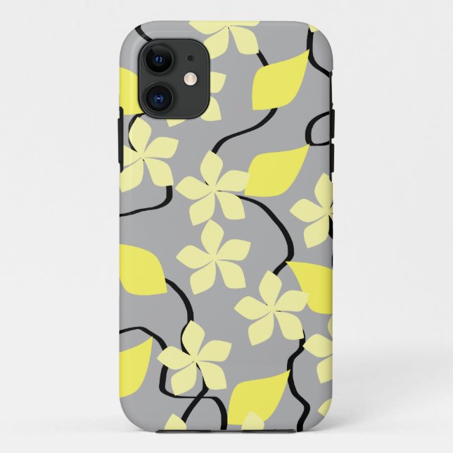 Coques Case-Mate iPhone Fleurs jaunes et grises. Modèle floral (Dos)