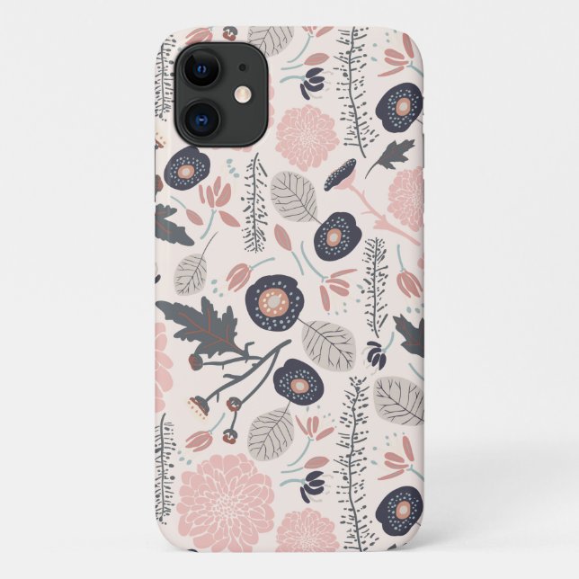 Coques Case-Mate iPhone Fleurs Joueuses Gris Rose Noir (Dos)