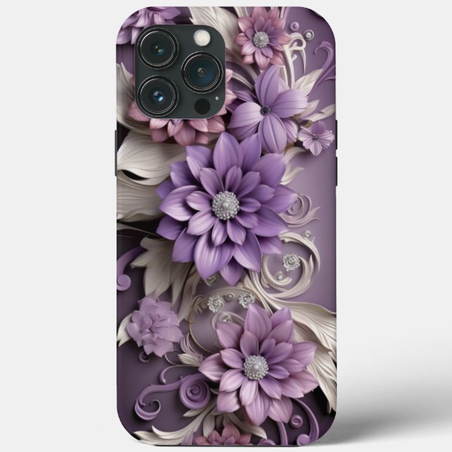 Coques Case-Mate iPhone Fleurs Lilac violet 3d (Verso)